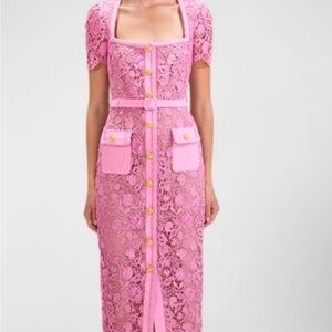 Pink Lace Dress with Pockets